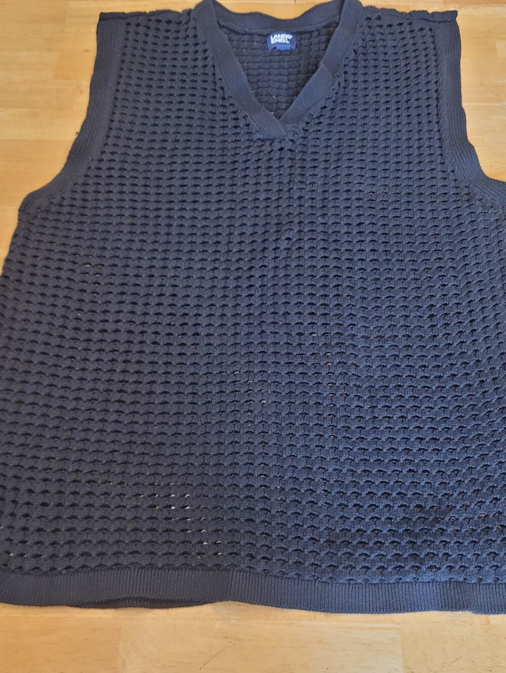 Swim Coverup Black Crochet Knit  Tunic Dress 2X 20W 22W Lands End